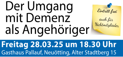 Der Umgang mit Demenz als Angehöriger - kostenlos auch für Nicht-Mitglieder